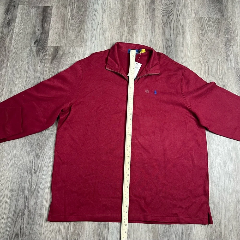 New Polo Ralph Lauren Sweater Mens XXL Red Estate Rib 1/4 Zip Pullover Pony Logo